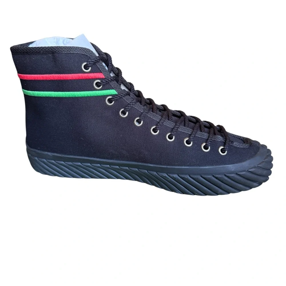 Gucci 703033 Mens Interlocking G High Black‎ Canvas Sneakers Sizd G 7.5